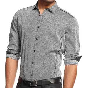 Camisa con botones floral para hombre INC International Concepts (pequeña, gris) $70 - Imagen 1 de 6