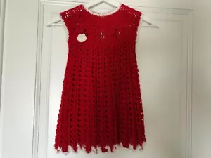 Vestido rojo vintage hecho a mano para niñas - Imagen 1 de 6