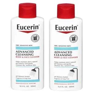 Lot of 2 Eucerin  Advanced Cleansing Body and Face Cleanser 16.9 Oz - Picture 1 of 1
