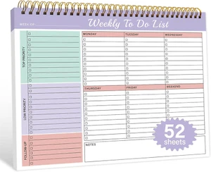 Weekly to Do List Notepad with 52 Undated Sheets(8.5"×11")- Weekly Desk Planner - Picture 1 of 12