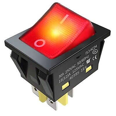 30 Amp RED ROCKER SWITCH ILLUMINATED 30a HEAVY DUTY ON OFF WITH 4 TERMINALS • 12.95£