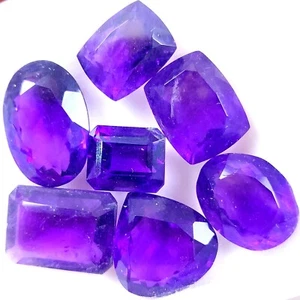 7Pc 60Ct Natural Amethyst Faceted Cabochon Gemstone Lot18x12 11x9mm #R-10523 - Picture 1 of 8