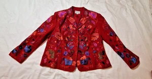 Red Embroidered Jacket Women John Meyer Of Norwich Size 18W Romania - Picture 1 of 21