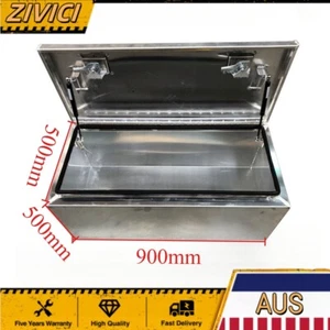 Silver 900x500x500mm Flat plate Full Aluminium Top Open Tool Box Reinforced Roof - Picture 1 of 3