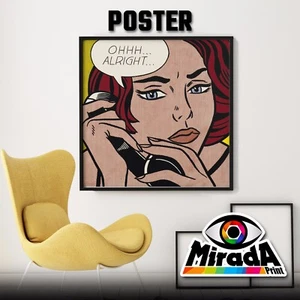 Poster Pop Art Roy Lichtenstein Girl Frau Alright Kunst Modern Top Quality - Bild 1 von 1