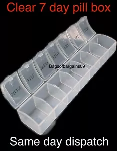 KLAR 7 TAGE GROSSE PILLENDOSE HALTER TABLETTENBEHÄLTER ORGANISER SPENDER AUFBEWAHRUNG - Bild 1 von 2