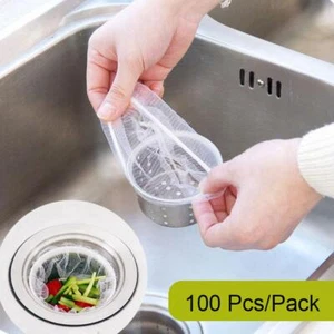 100x Disposable Filter Screen Sink Drain Trash Strainer GarbageMesh Bag Kitchen - Picture 1 of 12