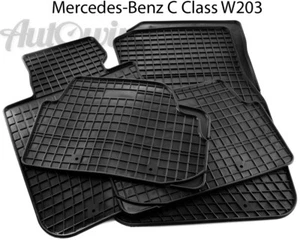 Rubber Black Floor Mats for Mercedes-Benz C-Class W203 2000-2007 LHD NEW - Picture 1 of 7