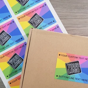 50 etiquetas adhesivas rectangulares impresas personalizadas (120 mm x 90 mm) - logotipo personalizado - Imagen 1 de 5