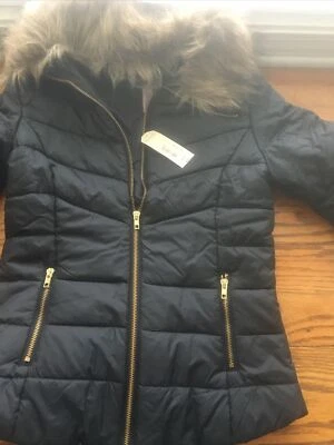 Arizona Jean Co. Girls Faux Fur Jacket - Black - Small - Image 1 of 4