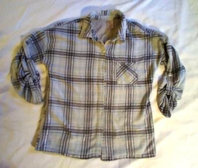 Fleece Lined Blue & Brown Glittery Plaid Light Jacket Youth Size M (7-9), NOBO Foto 1 de 4