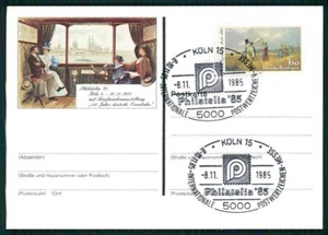 BRD AUSSTELLUNGS-KARTE 1985 KÖLN PHILATELIA 150 JAHRE EISENBAHN RAILROAD m4897 - Bild 1 von 2