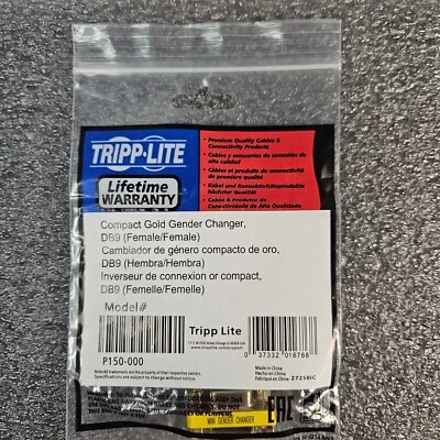 Tripp Lite P150-000 Compact Gold Mini Gender Changer DB9 (F/F) New - Image 1 of 4