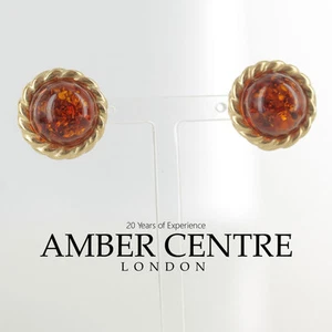 Italian Handmade German Baltic Amber Stud Earrings In 9Ct Gold GS0060 RRP595!!! - Picture 1 of 6