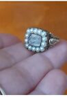9ct Gold Antique Pearl Mourning Hair Ring Early Victorian 1838 Ellen Fenton Size