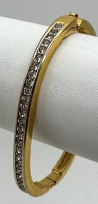 Brazalete con bisagras SWAN Swarovski dorado transparente cristal de Swarovski 2 1/2"d marcado Foto 1 de 4