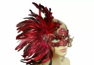 Fashionable Womens Venetian Masquerade Mask with Huge Feathers - Picture 1 of 5