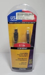 New BELKIN Cable USB 2 High-Speed 2.0 Cable 6 FOOT USB A Plug to B Plug - Picture 1 of 8