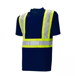 Camiseta Mangas Cortas Alta Visibilidad Aprobada ANSI 100% Calce Seco Poliéster Cinta de 4 - Imagen 1 de 2