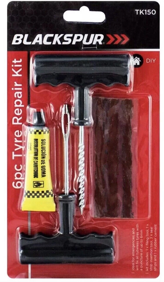 6pc Tyre Puncture Repair Kit Emergency Bike Car Van Motorcycle Tubeless Tool