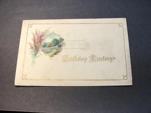 Geburtstagsgrüße, Landleben - 1900er unveröffentlichte geprägte Postkarte. - Bild 1 von 5