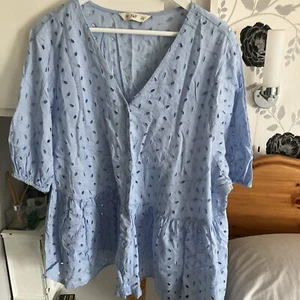 F&F Pale Blue Blouse Size 22 - Picture 1 of 5