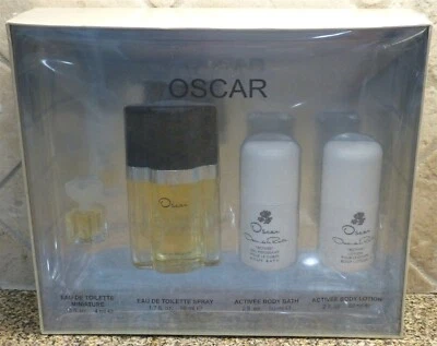 Juego de 4 piezas Oscar de la Renta de colección nuevo en caja spray de 1,7 oz + 0,13 ml EDT + 2 oz loción activa + baño Foto 1 de 4
