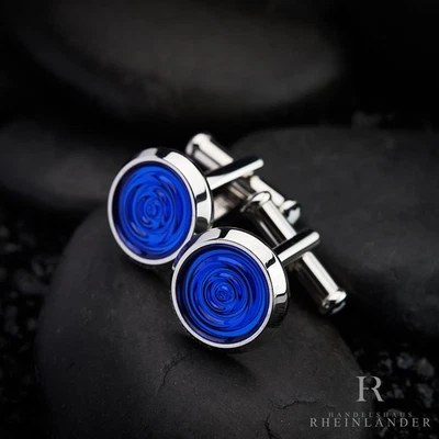 Montblanc Hombres Accesorios Gemelos Acero Inoxidable Azul Gota de Lluvia ID 116655 EMBALAJE ORIGINAL Foto 1 de 3