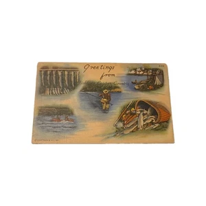Vintage Linen Postcard Greetings From Michigan Copper Country - Picture 1 of 2