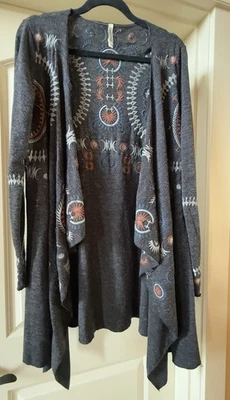 Cárdigan Azteca Celestial Abierto Suéter Chaqueta Talla M Bordado Boho Hippie Boho Foto 1 de 4