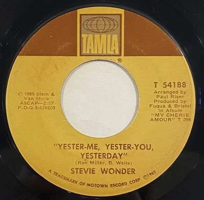 Stevie Wonder – Yester-Me, Yester-You, Yesterday – Tamla - T 54188 – 1969 45 RPM Foto 1 de 4