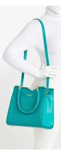 NUEVO Estado Aliah Stud Shopper Mediano-Teal Blanco Etiquetas - Imagen 1 de 7