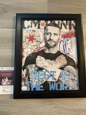 Auténtica foto de evento en vivo CM PUNK autografiada enmarcada 11x14 WWE JSA Foto 1 de 2