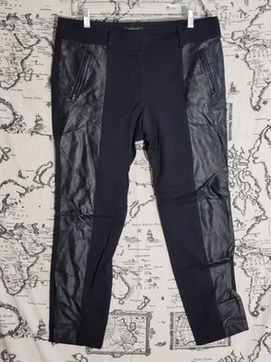 Pantalones para mujer Ann Taylor talla 12 negros imitación cuero panel elástico ajustado moto Foto 1 de 4