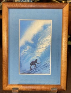 "Impresión de 3x5"" Hawaii Surfer Big Wave en marco de madera maciza de koa de 5x7"" acacia hawaiana" - Imagen 1 de 6