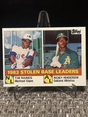 1984 Topps - League Leaders Rickey Henderson, Tim Raines #134 - Image 1 of 2