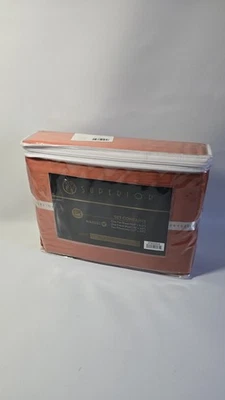SUPERIOR Egyptian Cotton 300 Thread Sheet Set King Pumpkin W/Deep Pockets Fall  - Image 1 of 2