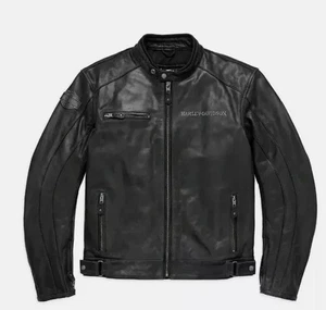 Harley Davidson Men's Blouson CUIR Skull Reflective Jacket Biker Leather Jacket - Picture 1 of 3