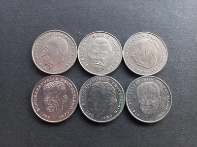 Die deutschen 2 DM Münzen als Komplettsatz von Adenauer bis Brandt, VZ - Bild 1 von 2