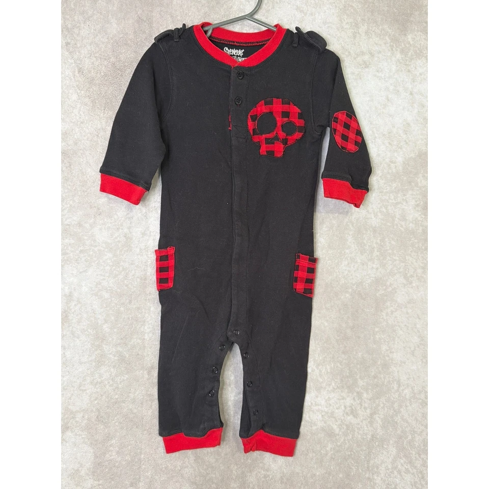 Детский комбинезон Spencers Mommy & Me 18-24 М с черепом буйвола в клетку готический - Изображение 1 из 4