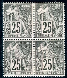 FRENCH COLONIES 1881 53 * IN BLOCK OF FOUR FLAWLESS Yvert 54 150€(D6826 - Picture 1 of 1