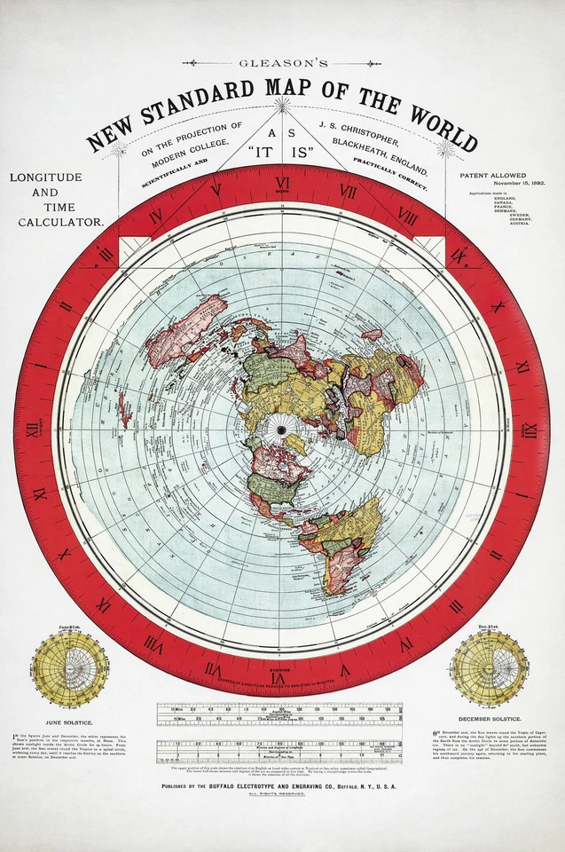 Gleason's New Standard Flat Earth Map of the World - image 1 of 1