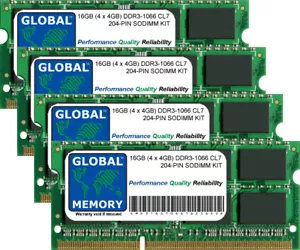 16GB (4 x 4GB) DDR3 1066MHz PC3-8500 204-PIN SODIMM MEMORY RAM KIT FOR LAPTOPS - Picture 1 of 1
