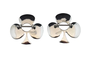 PAIR Lucky Clover Nipple Rings Shields Shamrock 316L Surgical Steel 14G Barbell - Picture 1 of 3