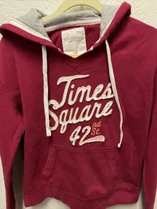 Aeropostale Hoodie Times Square 42nd St. Women’s Medium Burgundy Long Sleeves - Picture 1 of 7