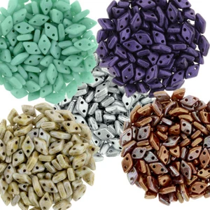 CzechMate 2 hole Diamond Tile Glass Seed Spacer Beads 8 grams approx 115 beads - Picture 1 of 63