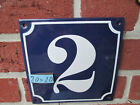 Hausnummer Gro Emaille Nr. 2 weie Zahl blauem Hintergrund 20cm x 20cm