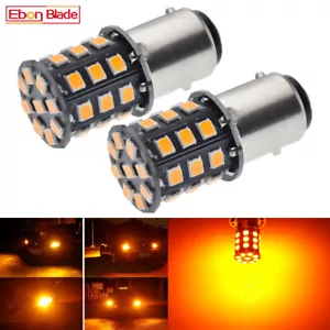 2 X 1157 Car LED Lights Amber Orange BAY15D P21/5W Indicator Turn Signal Bulbs - Picture 1 of 8
