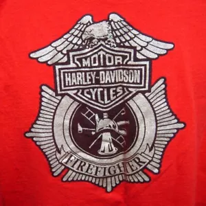 HARLEY-DAVIDSON logo tee XL Firefighter T shirt motorcycle Fire Chief symbol HD - Picture 1 of 3