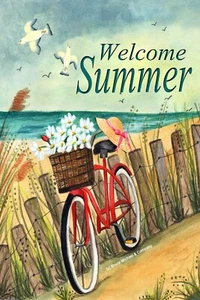 Welcome Summer Beach House Flag 28" x 40" Double Sided    - Picture 1 of 5